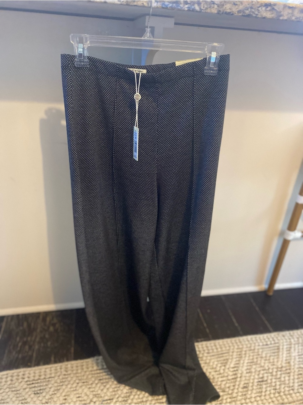 Max Studio Black Micro-Dot Wide Leg Pants